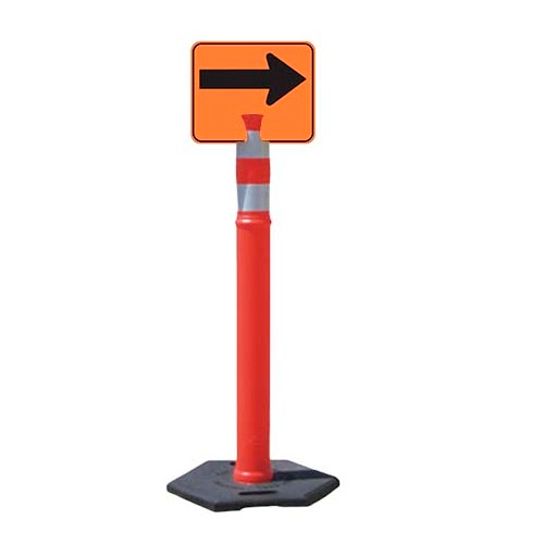 Sign, Clip-On, Orange 12.75 x 10.5, Non Reflective Right Arrow Symbol, One side, Left Arrow Symbol, Other Side
