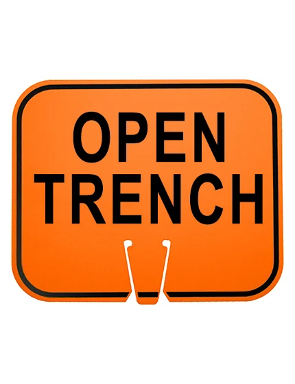 Sign, Clip-On, Orange 12.75 x 10.5, Non Reflective Open Trench
