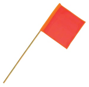 Flag, 18" x 18" Nylon Reinforced Vinyl Orange w/ 3/4" x 36" Wood Staff