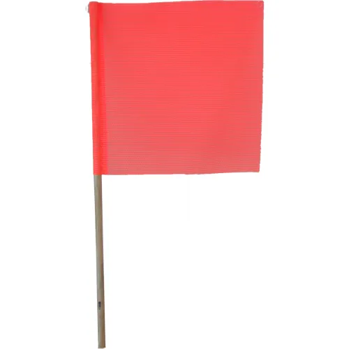 Flag, 18" x 18" 100% Polyester Mesh Fluorescent Orange w/ 3/4" x 36" Wood Staff