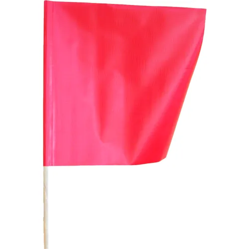 Flag, 24" x 24" Heavy Duty Reinforced Vinyl 10 oz True Red w/ 36" x 3/4" Wood Dowel Staff