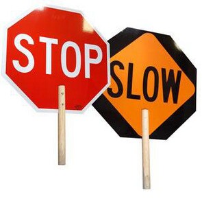 Paddle, 18" x 18" Stop/Stop, Non Reflective, w/Wooden Handle