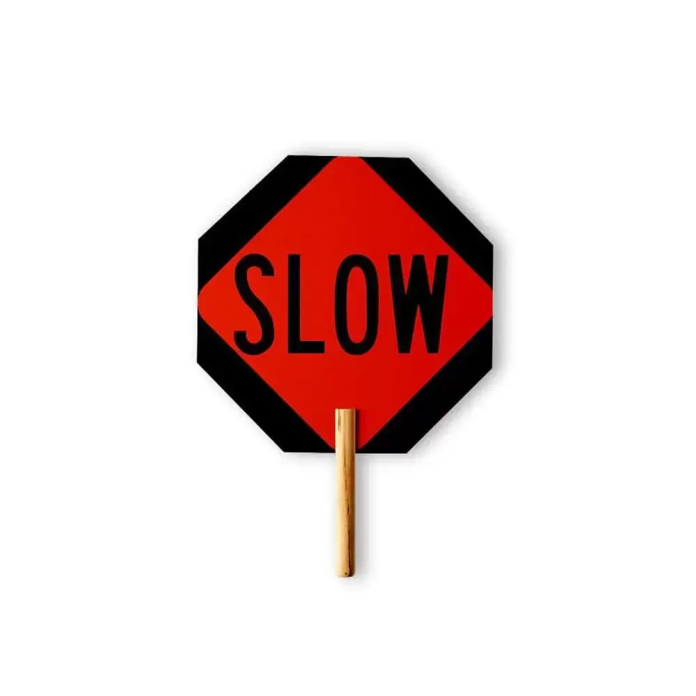 Paddle, 18" x 18" Stop/Stop, High Intensity Reflective, w/Wooden Handle