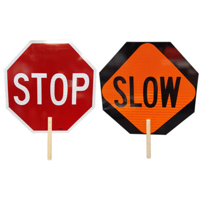 Paddle, 18" x 18" Stop/Slow, High Intensity Reflective Large Hole Pattern, No Handle