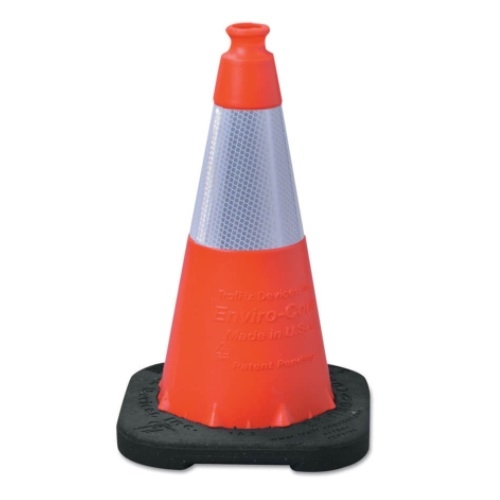 PVC Cone, 18" Wide Body (1) 6" 3M Reflective (3340) Collar, 3 lbs Fluorescent Orange