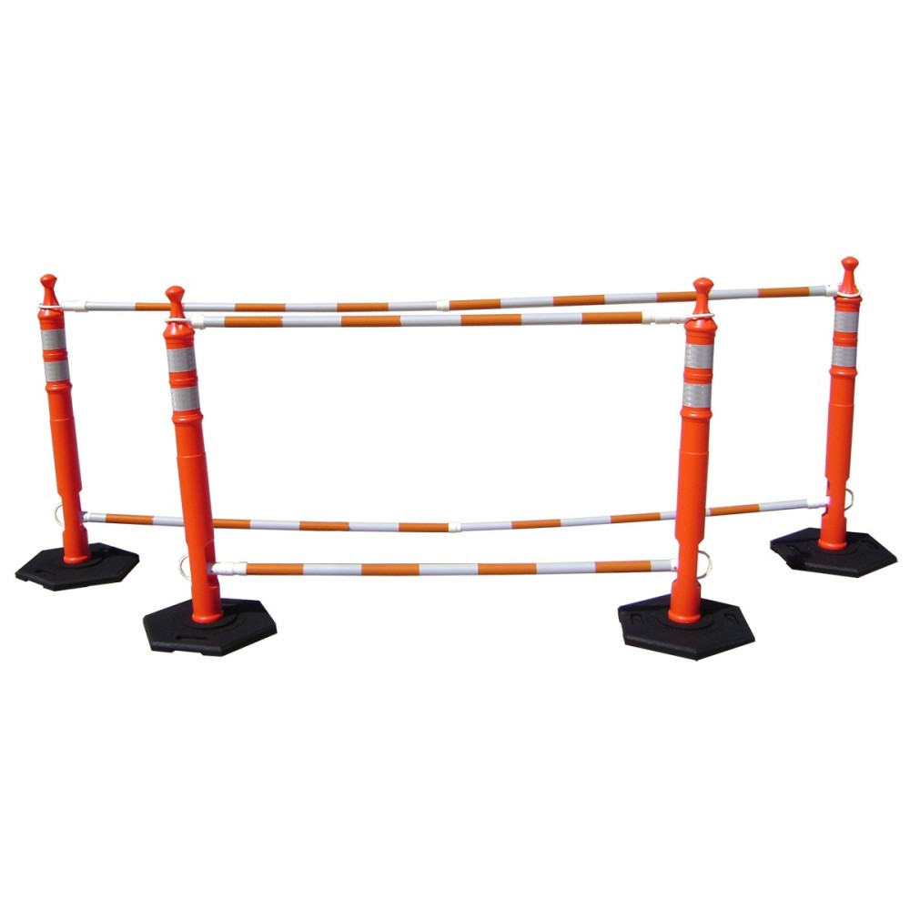 Cone Bar, 6' – 10' Adjustable White w/ Orange & White Engineer Grade Reflective Sheeting