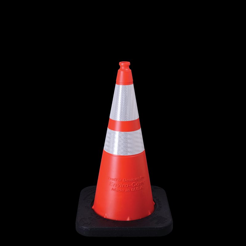 Enviro Cone, 28" Slim Line w/ Base, (1) 6" & (1) 4" 3M Reflective (3310) Collars, 10lbs.