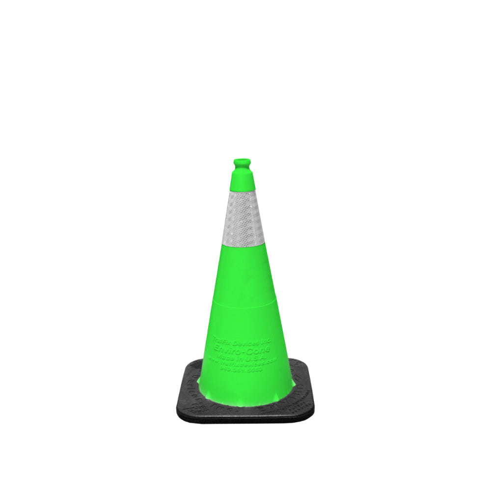 Enviro Cone, 28" Lime w/ Base, Position 1 – 6" 3M Reflective (3310) Collar, 7lbs.