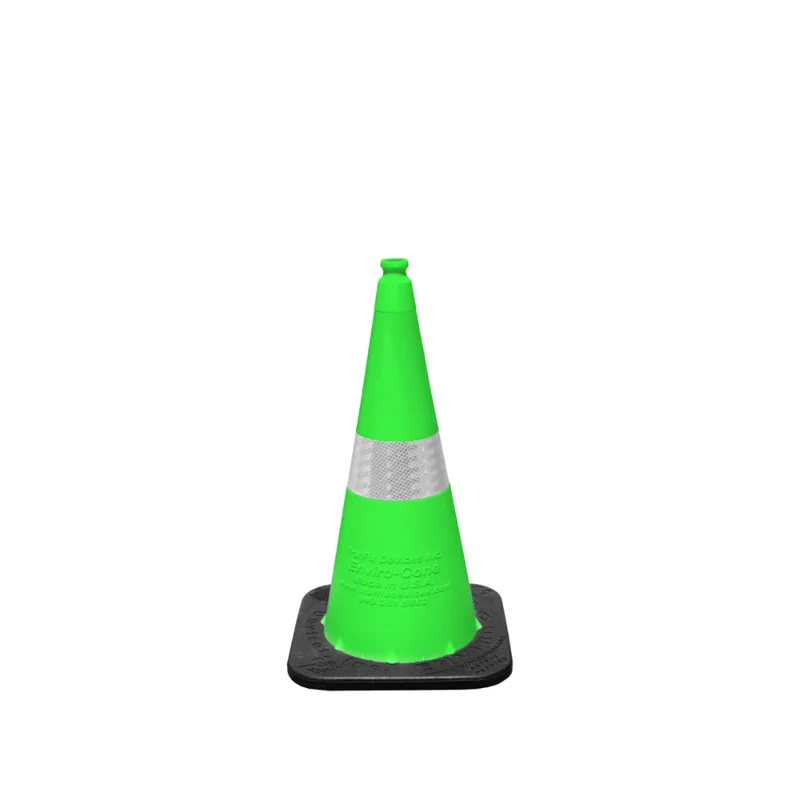 Enviro Cone, 28" Lime w/ Base, (1) 6" & (1) 4" 3M Reflective (3310) Collars, 7lbs.