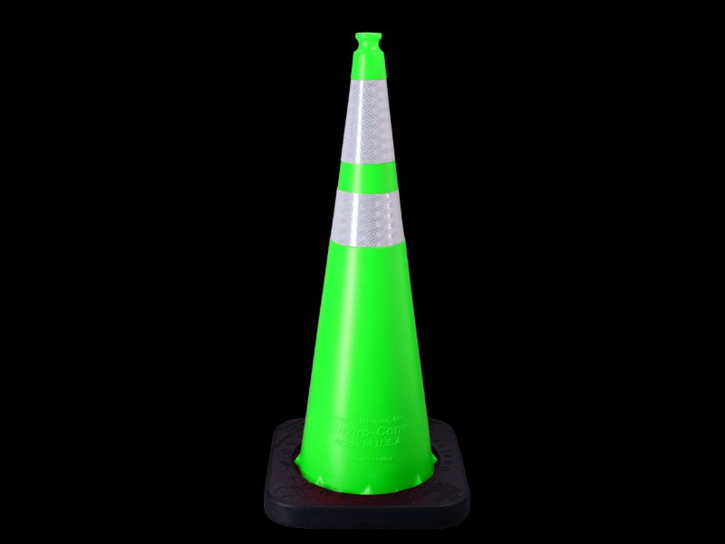 Enviro Cone, 36" Lime w/ Base, (1) 6" & (1) 4" 3M Reflective (3310) Collars, 10lbs.