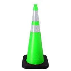 Enviro Cone, 36", Lime No Base, (1) 6" & (1) 4" 3M Reflective (3310) Collars