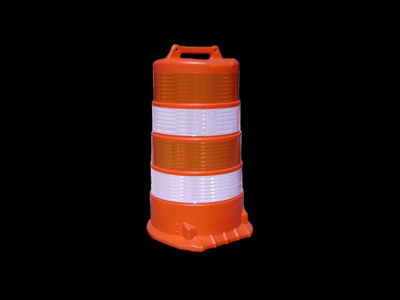 Drum, High Density Channelizer (4) 6" 3M Engineer Grade (7314 & 7310) Bands OWOW, No Base