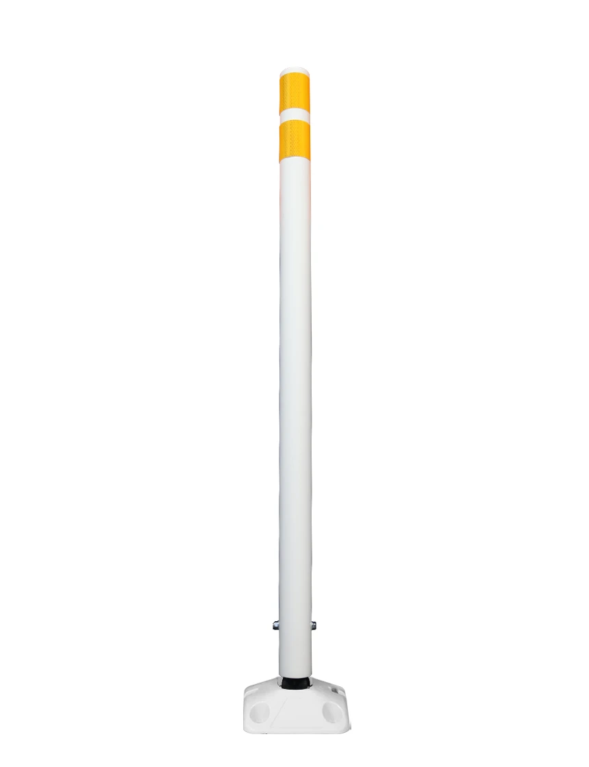 Post, Round 2.25" OD, Reboundable Delineator, 48" White, (3) 4" Yellow/ White/ Yellow, HIP Bands, Horizontal