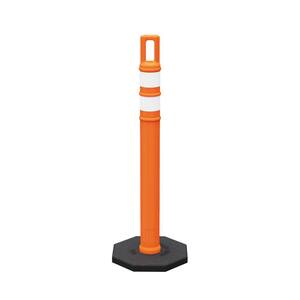 Post, FlatTop Round 2.25", Reboundable Delineator, 42" Orange, (1) 3" x 12" White HIP Sheeting, Vertical