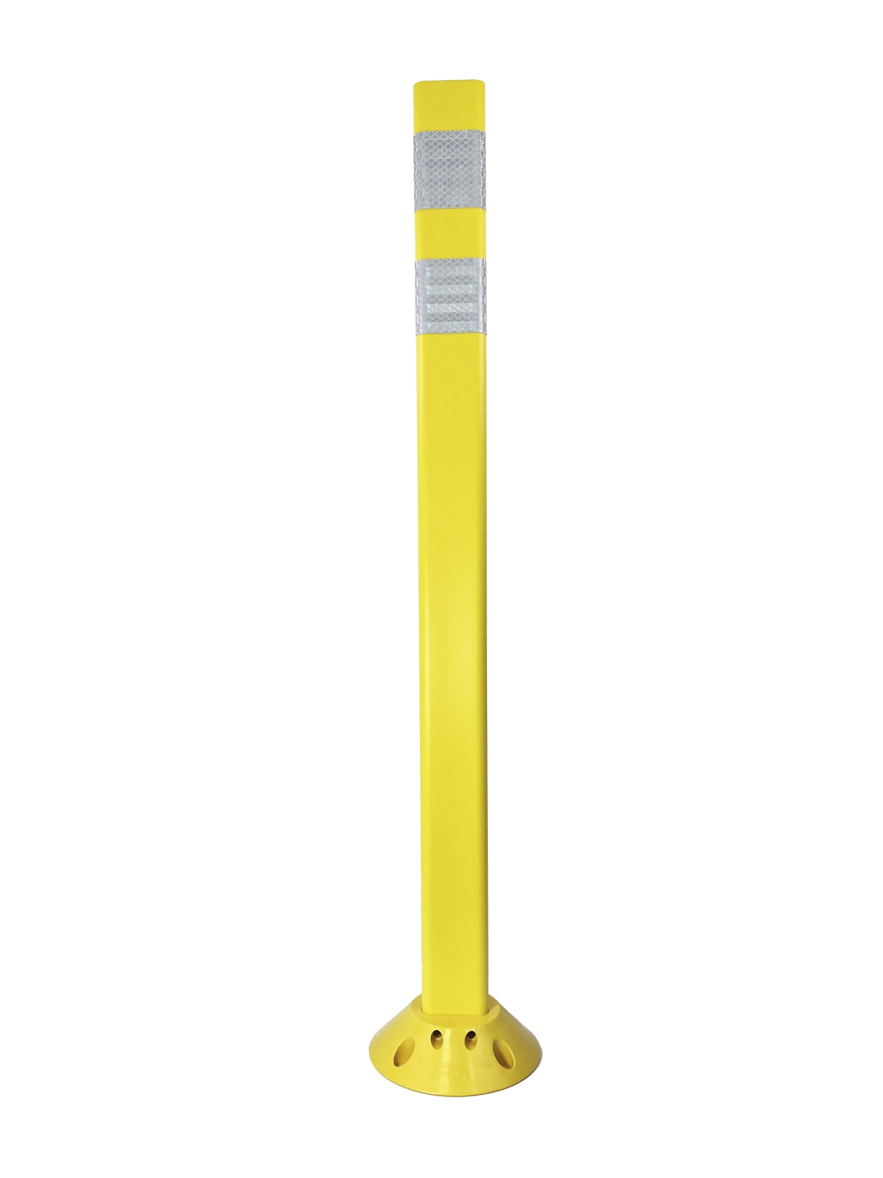 Post, FlatTop Round 2.25", Reboundable Delineator, 42" Yellow, (1) 3" x 12" White HIP Sheeting, Vertical