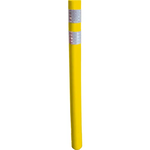Post, Round 2.25" OD, Reboundable Delineator, 48" Yellow, (2) 3" White HIP Bands, Horizontal