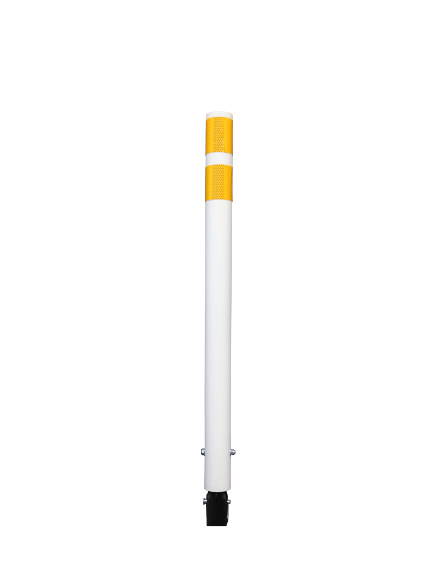 Post, Round 3" OD, Reboundable Delineator, 36" White, (2) 3" Yellow HIP Bands, Horizontal