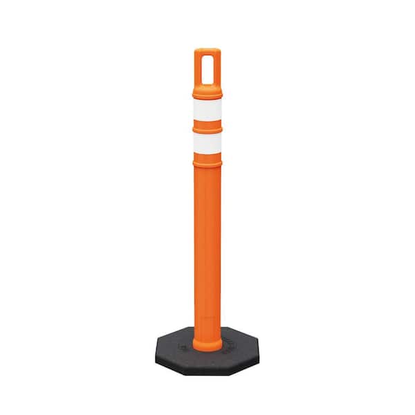 Post, Round 3" OD, Reboundable Delineator, 42" Orange, (2) 3" White HIP Bands, Horizontal
