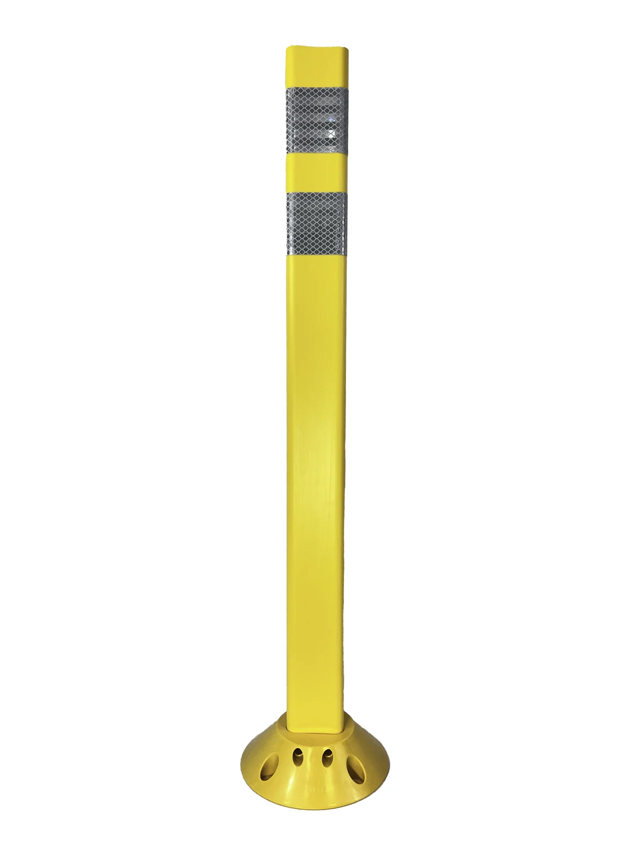 Post, Cloverleaf, Reboundable Delineator, 36" Yellow, (2) 3" White HIP Bands, Horizontal