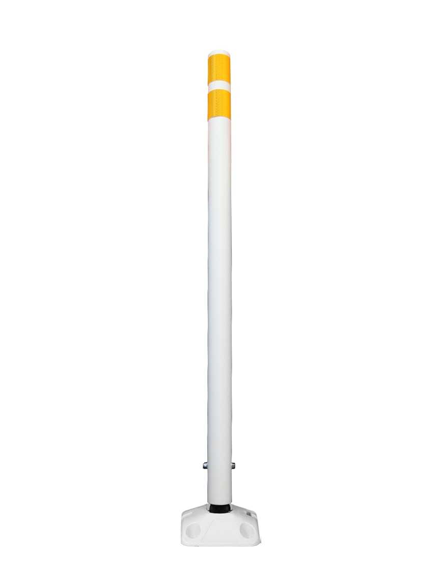 Post, Round 3" OD, Reboundable Delineator, 48" White, (3) 3" HIP Bands: (1) White (1) Yellow (1) White, Horizontal