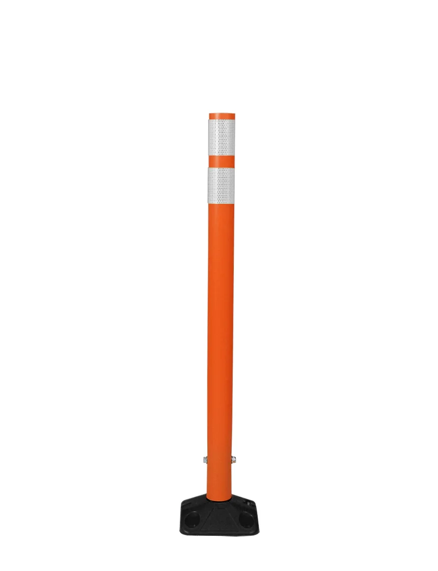 Post, FlatTop Round 2.25", Reboundable Delineator 36" Orange, (1) 3" x 12" Yellow High Intensity Sheeting, Vertical