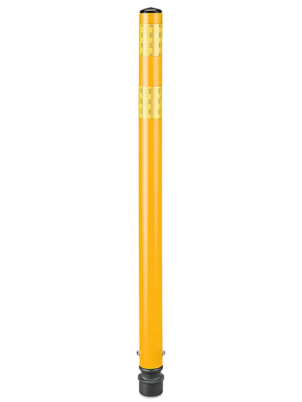 Post, FlatTop Round 2.25", Reboundable Delineator, 36" Yellow, (1) 3" x 12" Yellow HIP Sheeting, Vertical