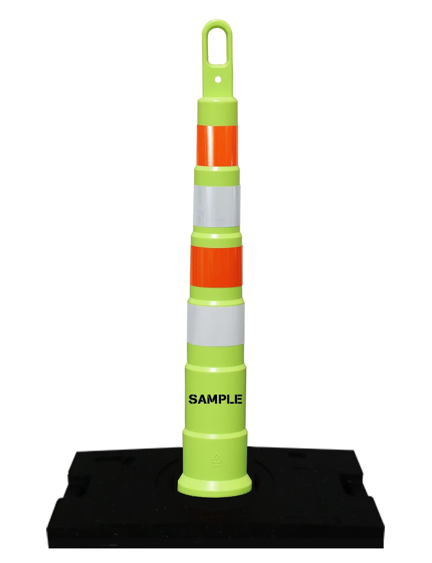 Looper Cone, 42", Lime (4) 4" 3M Engineer Grade (7314 & 7310) OWOW, No Base