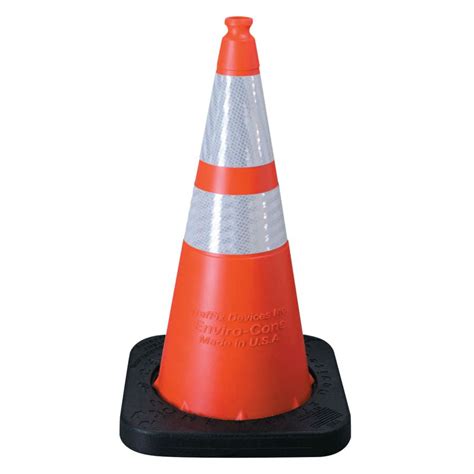Spring Cone, 28", 3 lb Orange w/ Reflective MUTCD Compliant Collars (6" & 4")