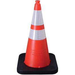Spring Cone, 28", 3 lb Orange w/ Reflective MUTCD Compliant Collars (6" & 4") with Velcro