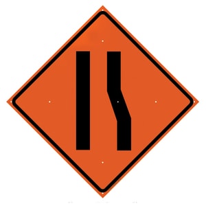 Roll Up Sign, 48x48 Marathon PP HF Transition Symbol Left (W4-2L), Left Lane Ends