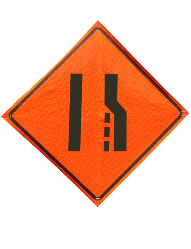 Roll Up Sign, 48x48 Marathon PP HF Transition Symbol Right (W4-2R), Right Lane Ends