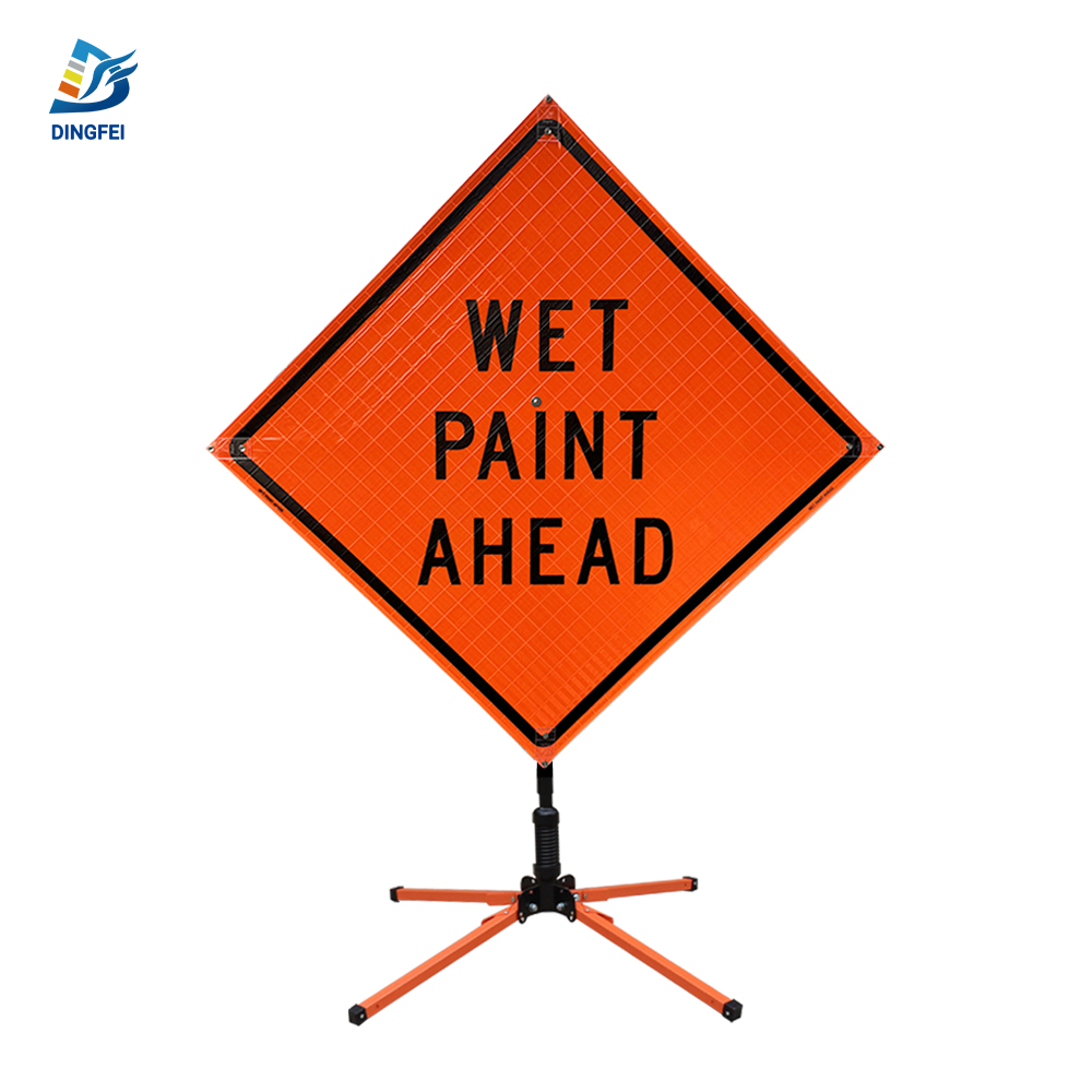 Roll Up Sign, 36x36 Yellow Reflective PP HF New Traffic Pattern Ahead (W23-2)