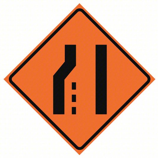 Roll Up Sign 36x36 Avery OmiBrite (WU7014) PP HF Transition Symbol (W4-2R/L) Left & Right Merge Symbol, w/Straight Bar Overlay 9