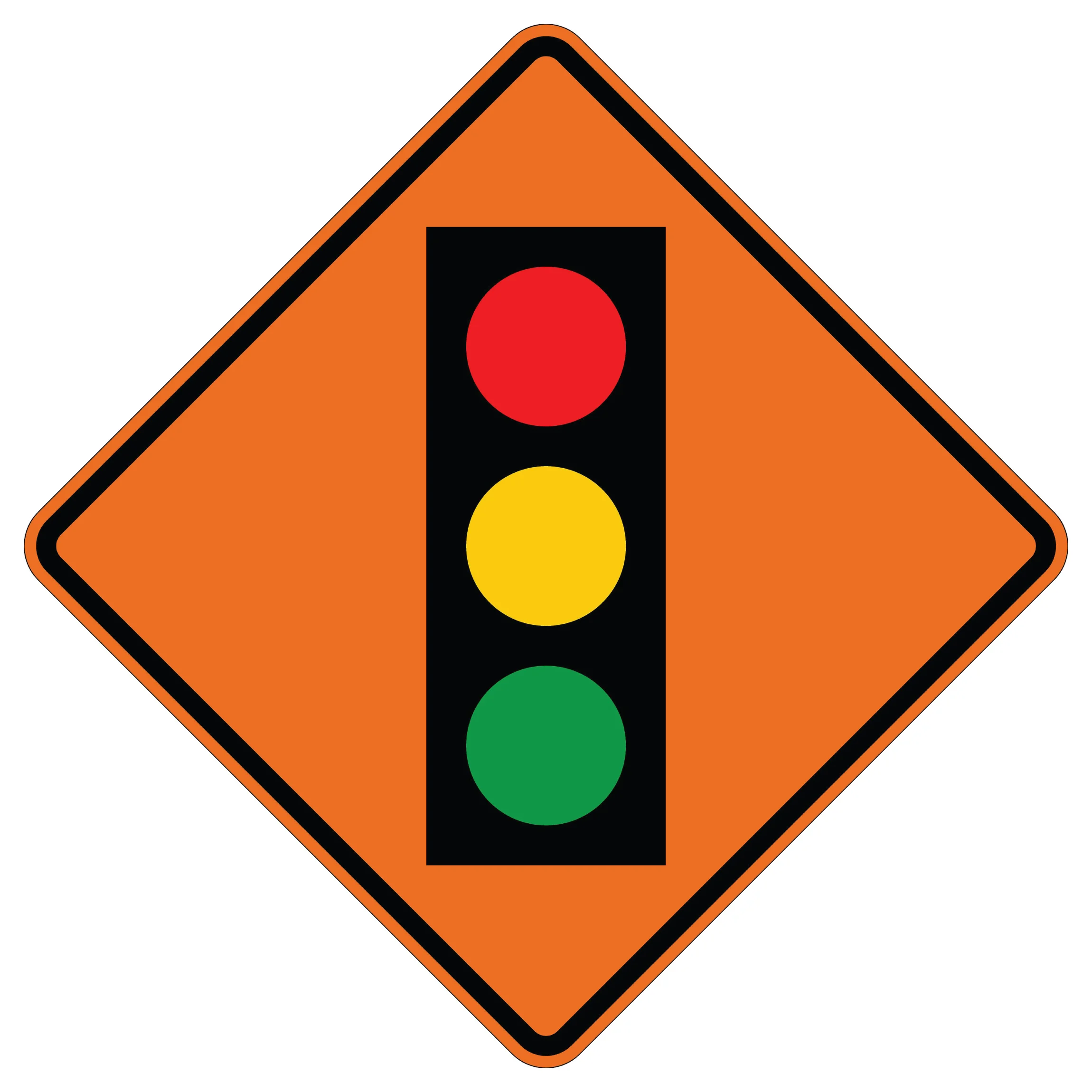 Roll Up Sign, 36x36 Reflective PP HF Signal Ahead Symbol, 3-Color Traffic Light (W3-3)