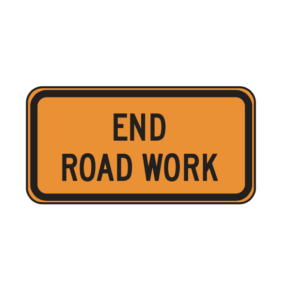 Roll Up Sign Rectangle, 24x36 Marathon PP PC End Road Work (G20-2)