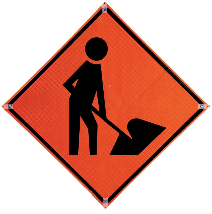 Roll Up Sign, 60x48 Rectangle, Marathon PP PC Where Workers Present 45