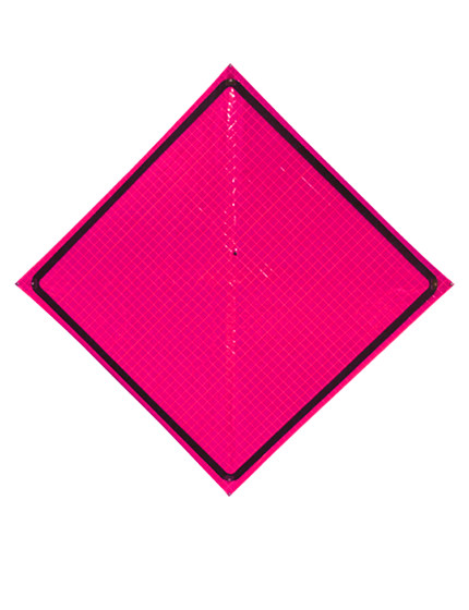 Roll Up Sign, 36x36 Pink Reflective PP HF Be Prepared to Stop (W3-4)