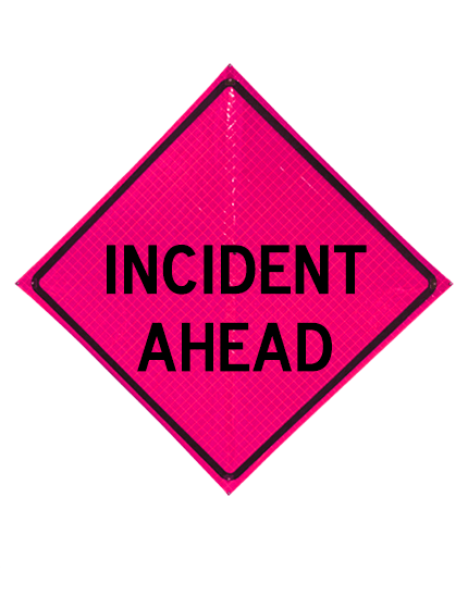 Roll Up Sign, 36x36 Pink Reflective PP HF Caution Smoke Ahead