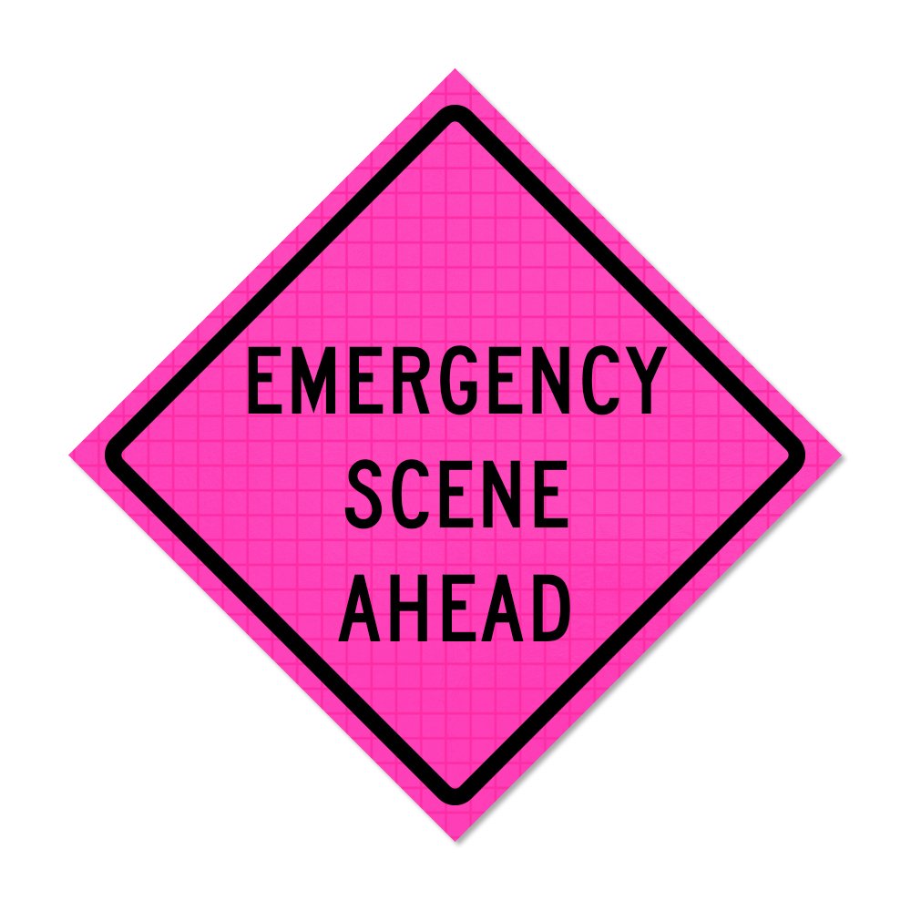 Roll Up Sign, 36x36 Pink Reflective PP HF Emergency Evac Route