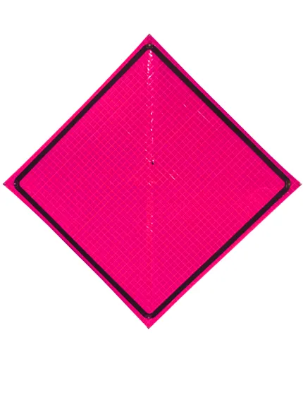 Roll Up Sign, 48x48 Pink Reflective PP HF Blank Border Only