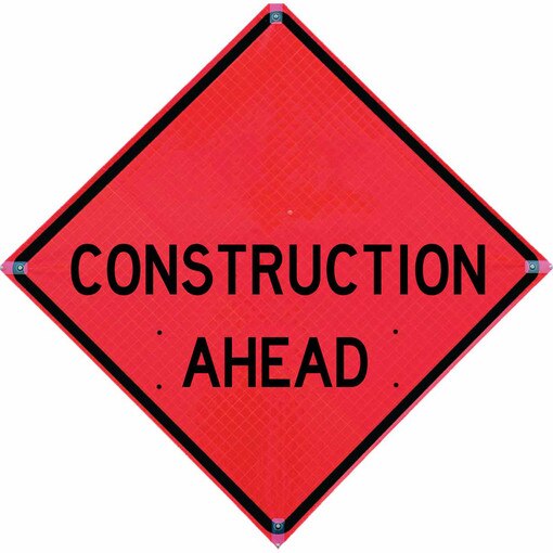 Roll Up Sign, 48x48 Diamond Grade PP HF Construction Ahead