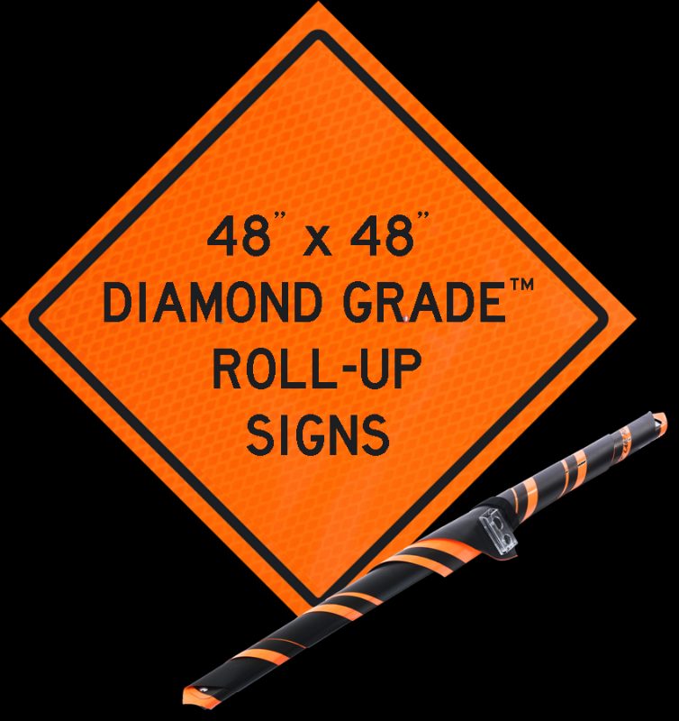 Roll Up Sign, 48x48 Diamond Grade PP HF End Road Work (G20-2)