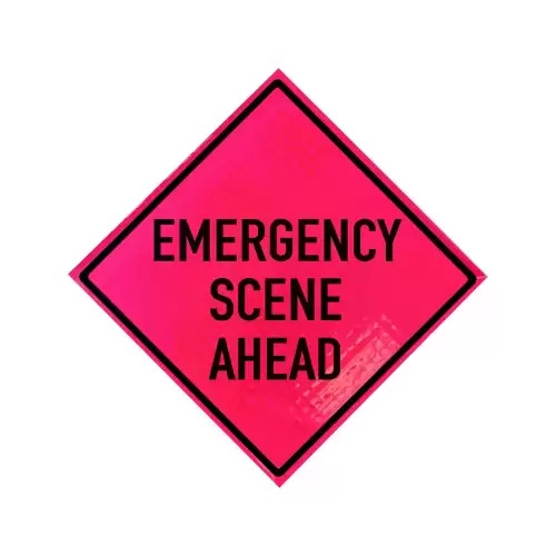 Roll Up Sign, 36x36 Diamond Grade PP HF Emergency Scene Ahead, Velcro around Ahead 7x20