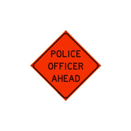 Roll Up Sign, 36x36 Diamond Grade PP HF Police Officer Ahead