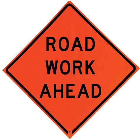 Roll Up Sign, 36x36 Diamond Grade PP HF Road Construction Ahead, Velcro around Ahead 7x22