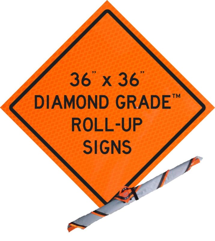 Roll Up Sign, 36x36 Diamond Grade PP HF Road Stabilization Ahead