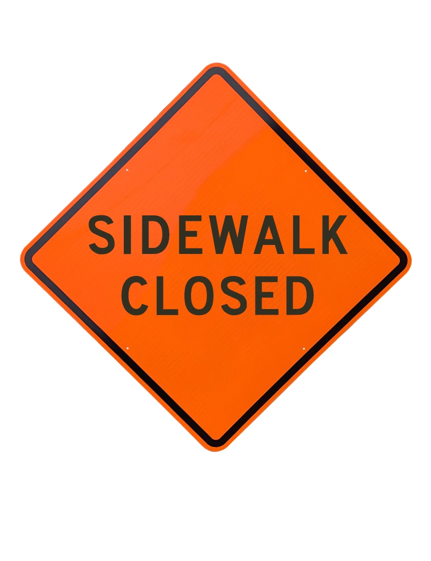 Roll Up Sign, 36x36 Diamond Grade PP HF Sidewalk Closed (R9-9)