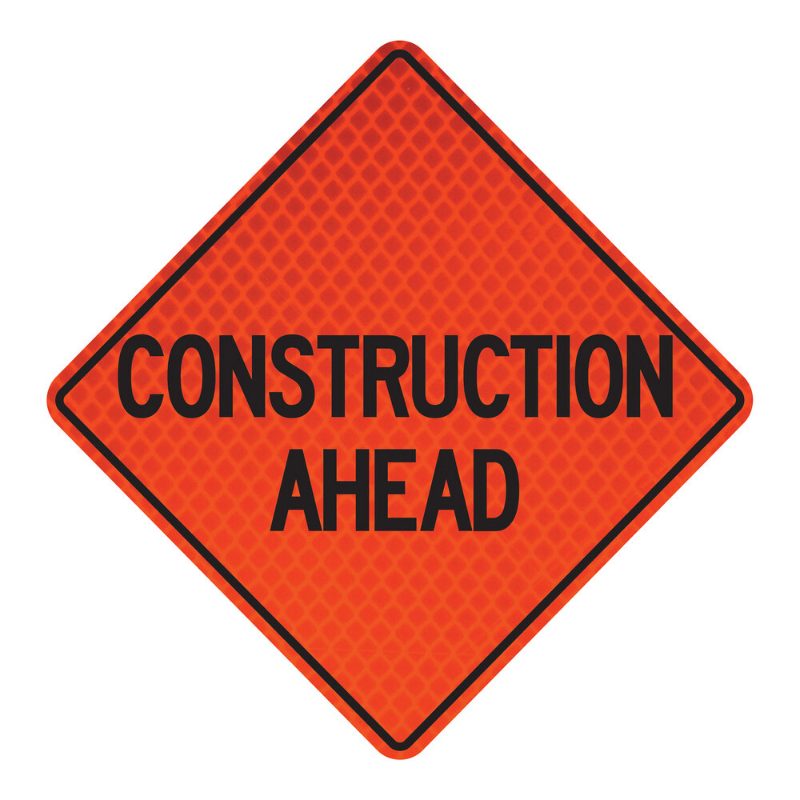 Roll Up Sign, 48x48 Diamond Grade PP HF Damaged Guardrail Ahead