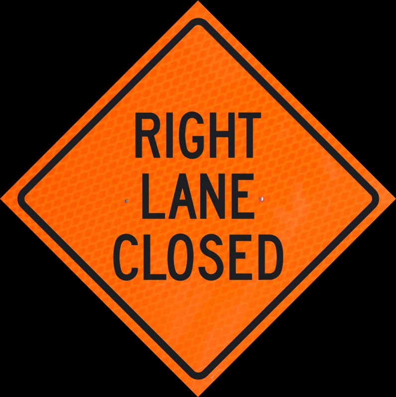 Roll Up Sign, 48x48 Diamond Grade PP HF Lane Closed (W20-5)