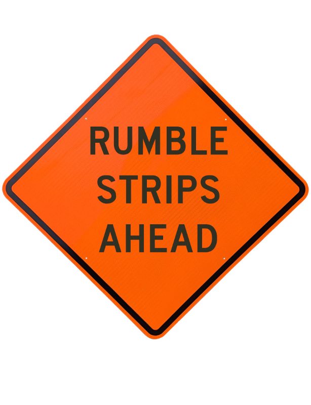 Roll Up Sign, 48x48 Diamond Grade PP HF Rumble Strips Ahead (W8-XX)